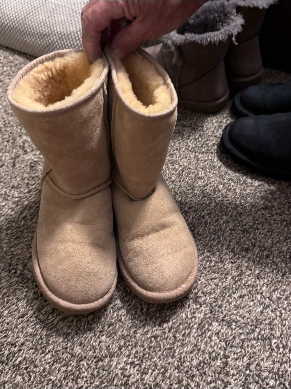 Kids Tan Faux-Shearling Winter Boots